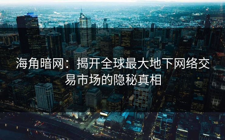 海角暗网：揭开全球最大地下网络交易市场的隐秘真相  第1张